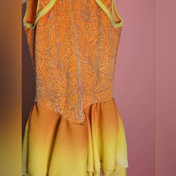 Beautiful Yellow/Orange Youth Skating Dress Size 12/14 Youth Jerry's Skating Wo - Picture 4 of 14
